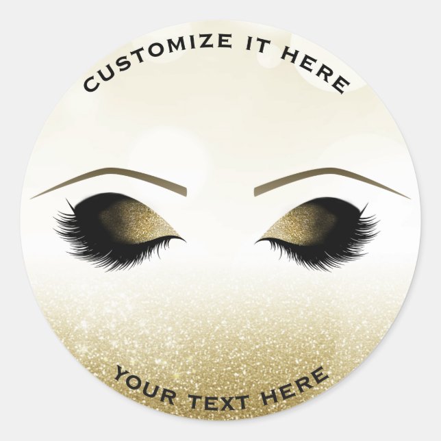 Sticker Rond Sparkter Glitter Gold Maquillage Eyelashes Glam Pe (Devant)
