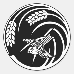 Sticker Rond Sparrow in rice-plant