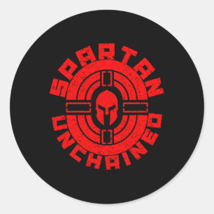 Sticker Rond Spartan Non Enchaîné Bodybuilding Warrior Race Gym