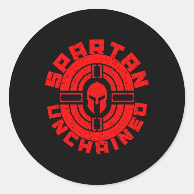 Sticker Rond Spartan Non Enchaîné Bodybuilding Warrior Race Gym (Devant)