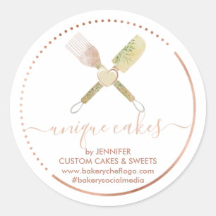 Sticker Rond Spatule de pâtisserie en forme de cœur pour chef m