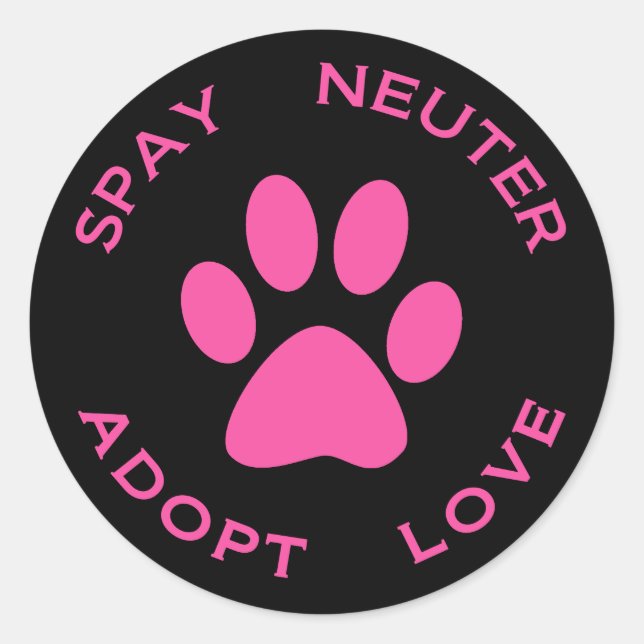 Sticker Rond Spay Neuter Adopter l'amour (Devant)