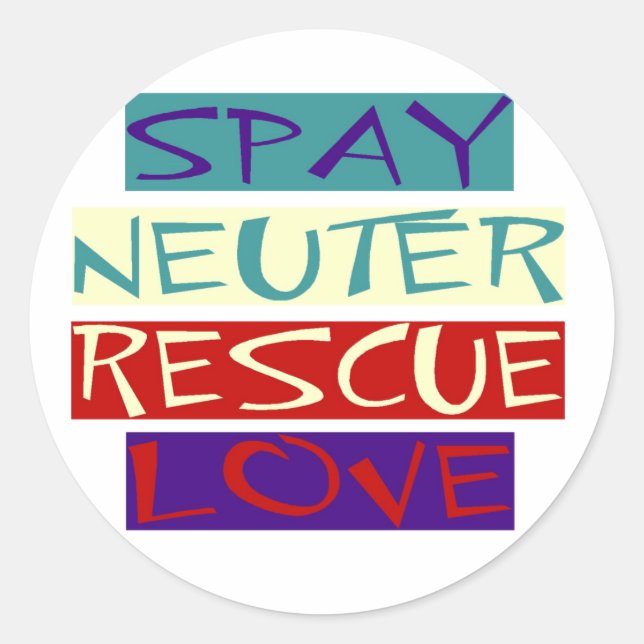 Sticker Rond Spay Neuter Secourir l'amour (Devant)