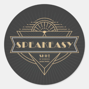 Sticker Rond Speakeasy, Flapper Art Déco Vintage des années 192