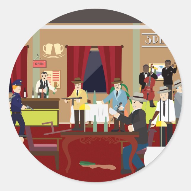 Sticker Rond Speakeasy USA (Histoire simple) de Roaring 20's (Devant)