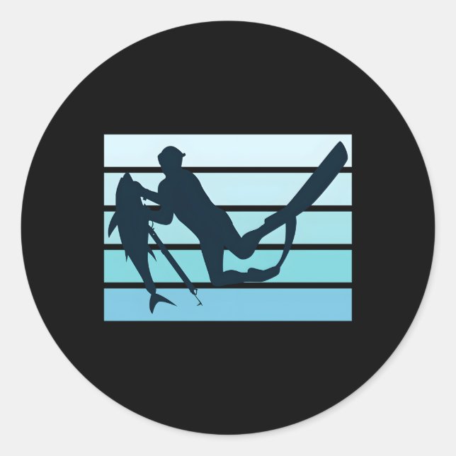Sticker Rond SpearFishing Plongée Chasse de poisson Spear Fishe (Devant)