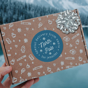 Sticker Rond Special Delivery From Santa North Pole Christmas
