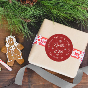 Sticker Rond Special Delivery From Santa North Pole Christmas