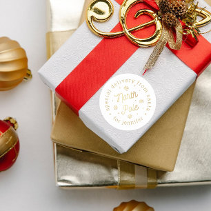 Sticker Rond Special Delivery From Santa North Pole Christmas