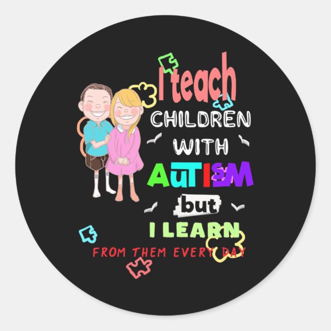 Sticker Rond Spécial Ed SPED Professeur Enseigner Cool Autisme  (Devant)
