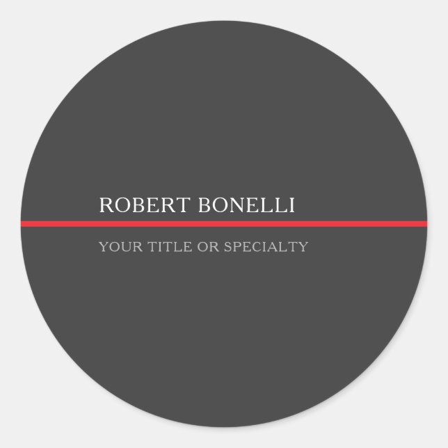 Sticker Rond Spécial Unique Gris Rouge Élégant Moderne (Devant)