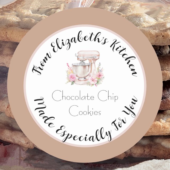 Sticker Rond Spécialement pour vous mélange floral marron fait  (Créateur téléchargé)