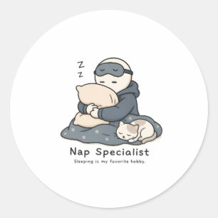 Sticker Rond Spécialiste de la sieste Mème drôle d'amoureux du