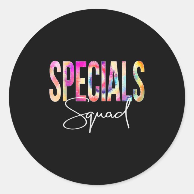 Sticker Rond Specials Squad Tie Dye Back To School Women Apprec (Devant)