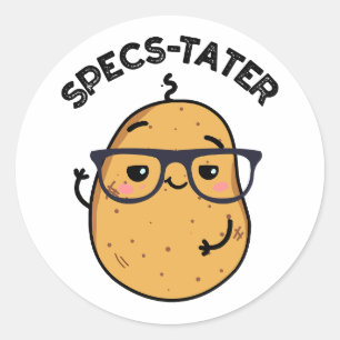Sticker Rond Specs-tato Funny Potato Spectacle Pun