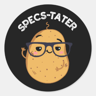 Sticker Rond Specs tato Funny Potato Spectacle Pun Dark BG