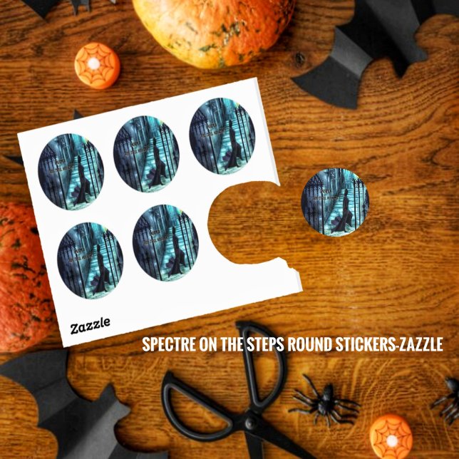 Sticker Rond Spectre Sur Les Marches (Créateur téléchargé)