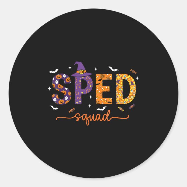 Sticker Rond Sped Squad Team Special Education Teacher Hallowee (Devant)