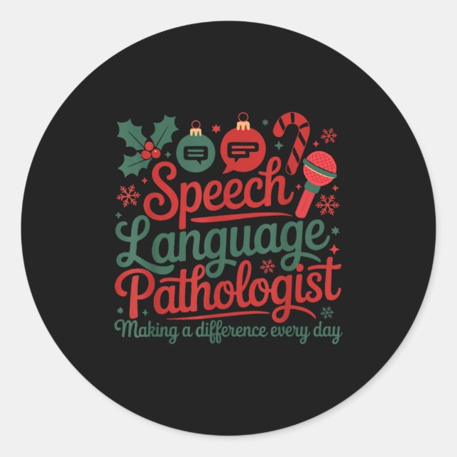 Sticker Rond Speech Therapy Christmas Speech Therast  (Devant)