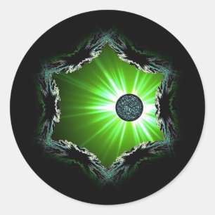 Sticker Rond Sphère D'Énergie À Travers Le Portail Fractal
