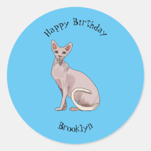 Sticker Rond Sphynx cat