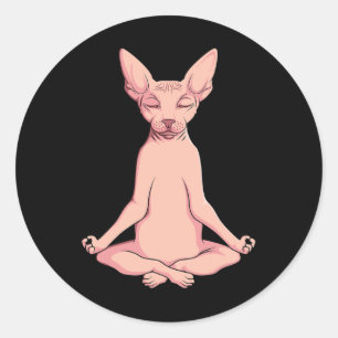 Sticker Rond Sphynx Chat Yoga Médaille Éleveur Hairless Animaux