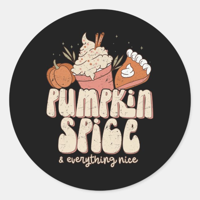 Sticker Rond Spice citrouille et tout Nice Fall Latte Café (Devant)