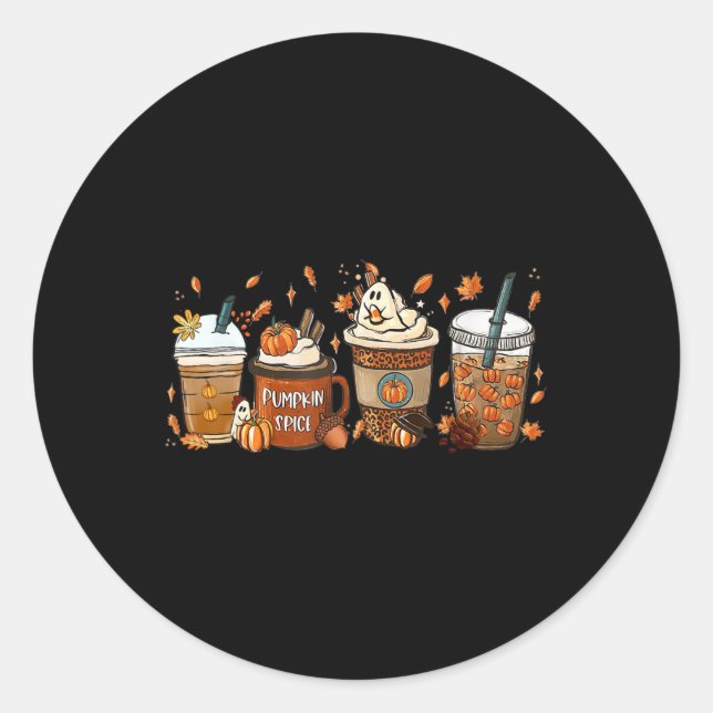 Sticker Rond Spice Latte Fall Café Citrouille Spice Thanksgivin (Devant)