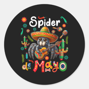 Sticker Rond Spider Cinco De Mayo Mexicaine Sombrero Couleur Gu