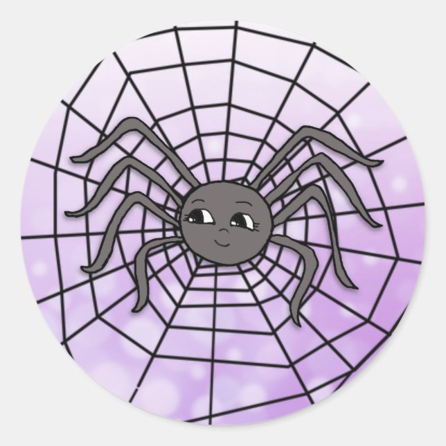 Sticker Rond Spider dans Spider Web Halloween Éffrayant Party (Devant)