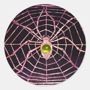 Sticker Rond SPIDER ET WEB Jaune Topaz Noir