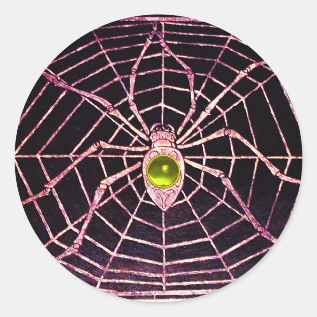 Sticker Rond SPIDER ET WEB Jaune Topaz Noir (Devant)