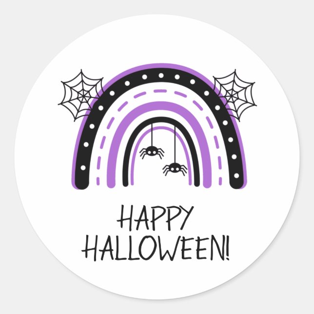 Sticker Rond Spider Rainbow Happy Halloween heureux (Devant)