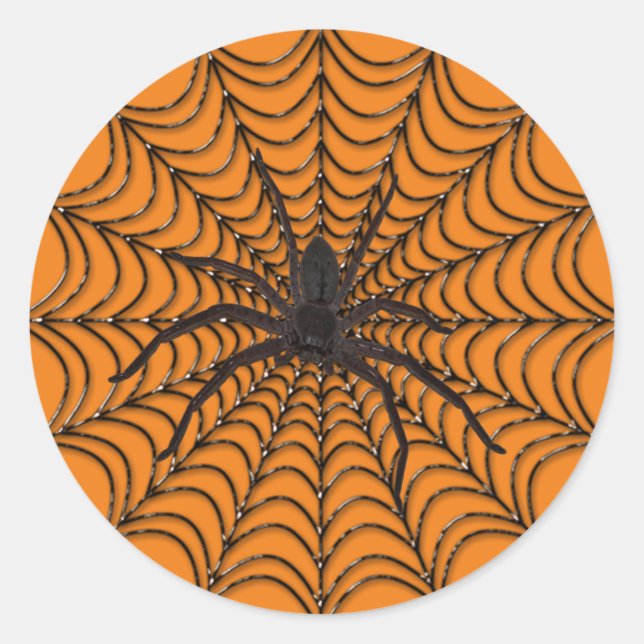 Sticker Rond Spider Web Et Black Spider Halloween (Devant)