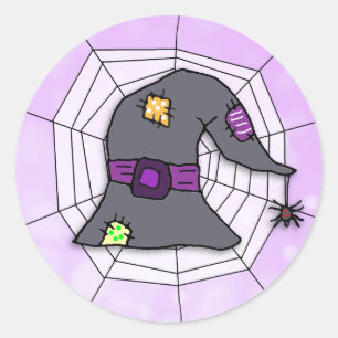 Sticker Rond Spider Web, Spider and Witch's Casquette Halloween