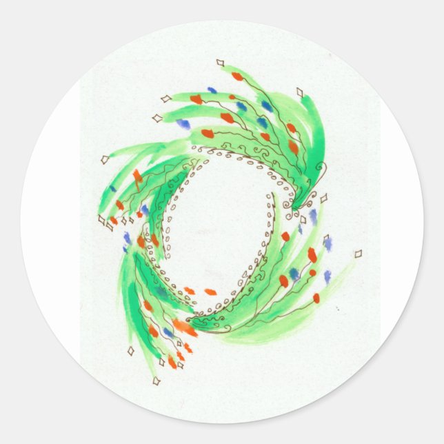 Sticker Rond Spikey Green Orange Blue Christmas Werath (Devant)