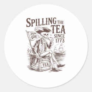 Sticker Rond Spilling The Tea Depuis 1773 Patriotique Américain