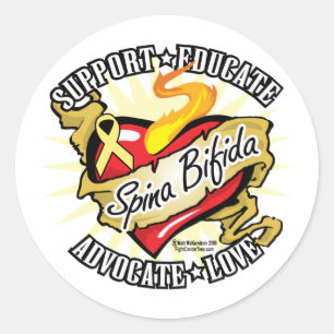 Sticker Rond Spina Bifida Coeur classique