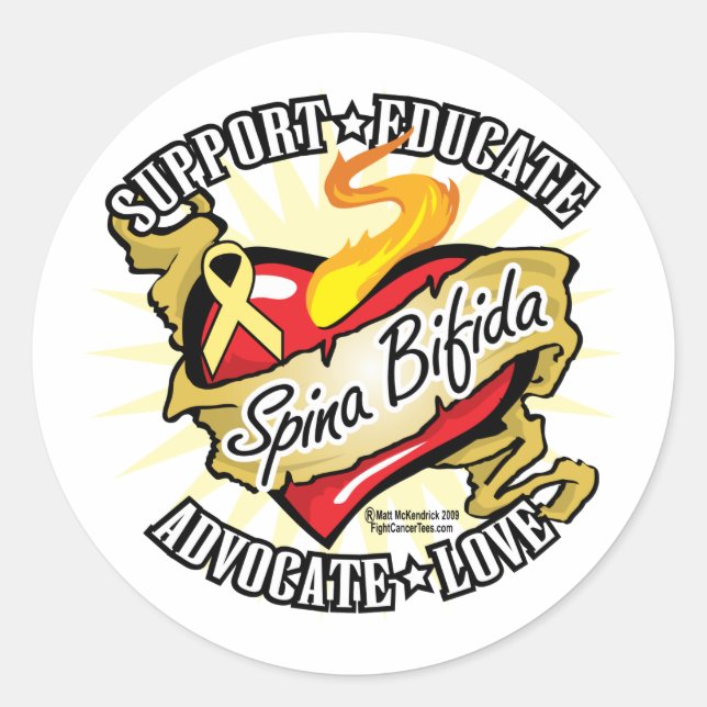 Sticker Rond Spina Bifida Coeur classique (Devant)