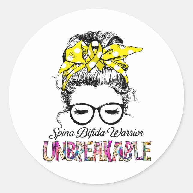 Sticker Rond Spina Bifida Sensibilisation Ribbon Cadeaux de sou (Devant)
