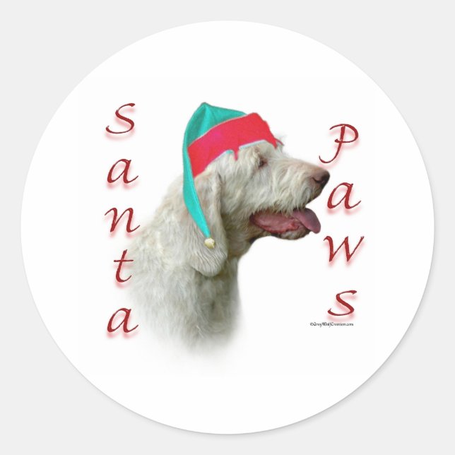 Sticker Rond Spinone Italiano Père Noël Paws (Devant)