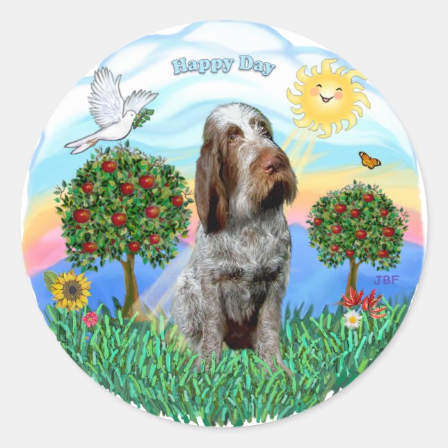 Sticker Rond Spinone Italiano (rouan 11) (Devant)