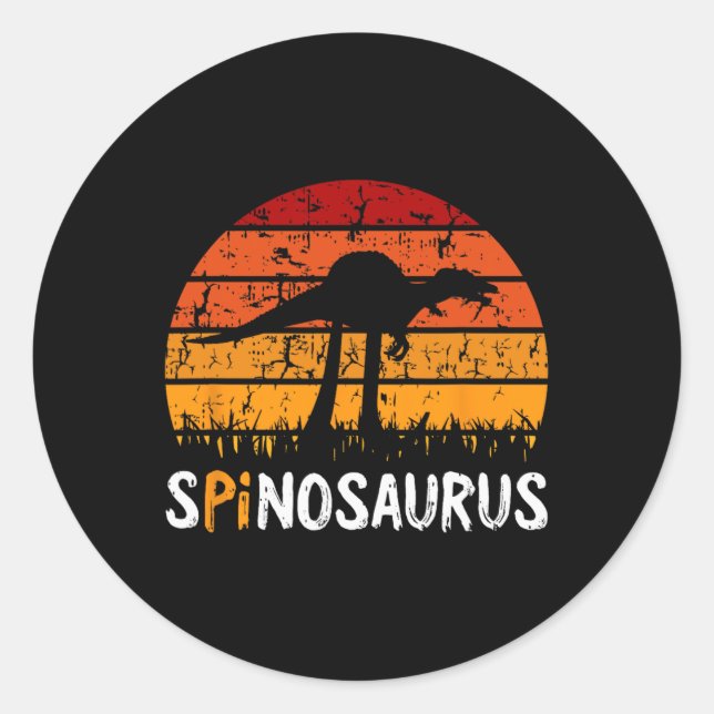 Sticker Rond Spinosaurus Pi Day Retro Symboles mathématiques En (Devant)