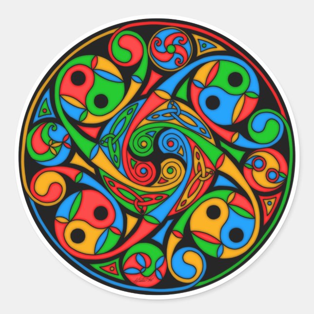 Sticker Rond Spirale en verre à chaîne celtique (Devant)
