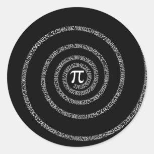 Sticker Rond Spirale pour la typographie de Pi sur Noir