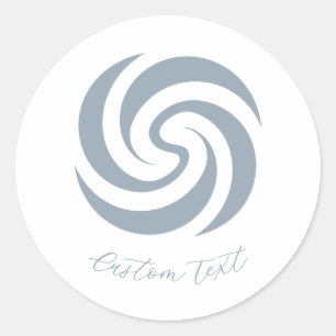 Sticker Rond Spirale Zen Vintage Bleu Minéral avec Texte Person