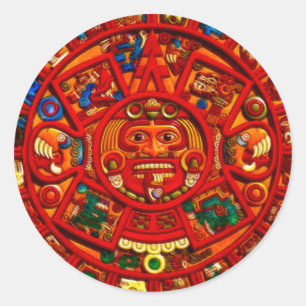 Sticker Rond Spirit of Mexico & Peru, Mayan Incan Design