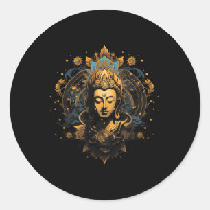 Sticker Rond Spiritualité Œuvre d'art Paix Zen Yoga Asie Guatam