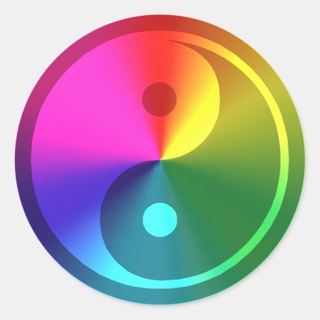 Sticker Rond Spirituel Yin Yang - Rainbow Design (Devant)