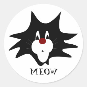 Sticker Rond Splat de chat noir